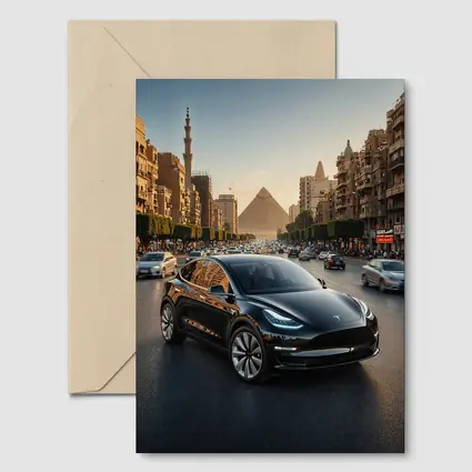 Tesla Model Y Driving Cairo Egypt Streets