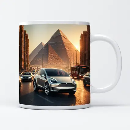 Tesla Model X Driving Near Egyptian Pyramids