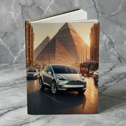 Tesla Model X Driving Near Egyptian Pyramids