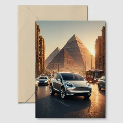 Tesla Model X Driving Near Egyptian Pyramids
