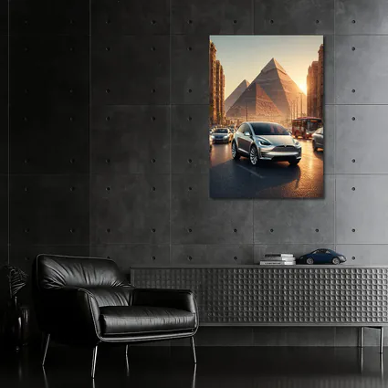 Tesla Model X Driving Near Egyptian Pyramids