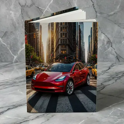 Tesla Model Three Red New York City
