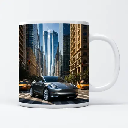 Tesla Model Y Silver New York City Street