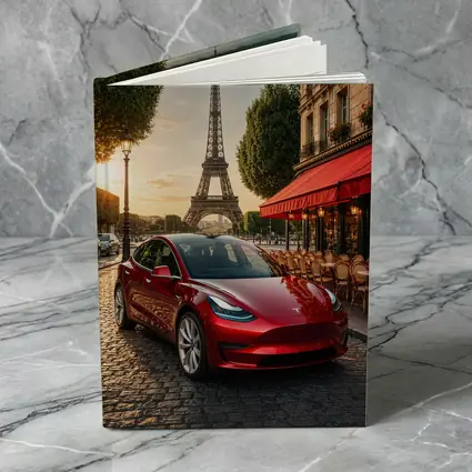 Tesla Model 3 Red Paris Eiffel Tower