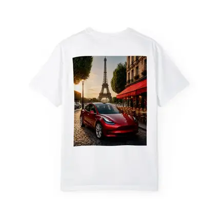 Tesla Model 3 Red Paris Eiffel Tower