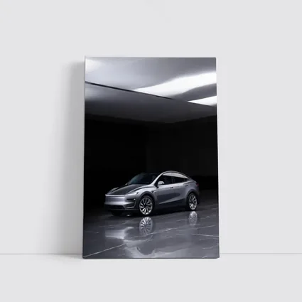 Tesla Model Y Silver Studio Dark Room