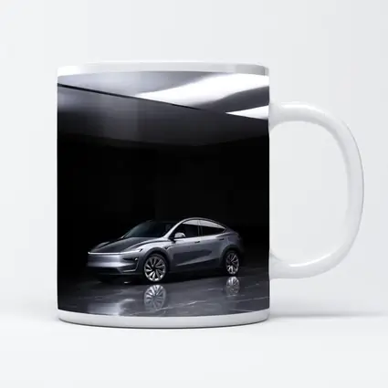 Tesla Model Y Silver Studio Dark Room