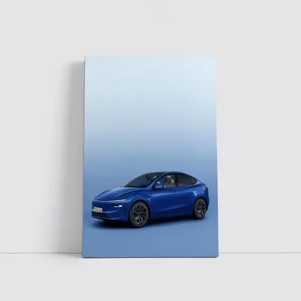 Tesla Model Y Blue Studio Background
