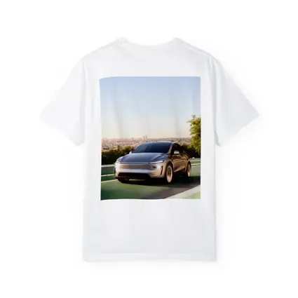 Tesla Model Y Green Highway City Background