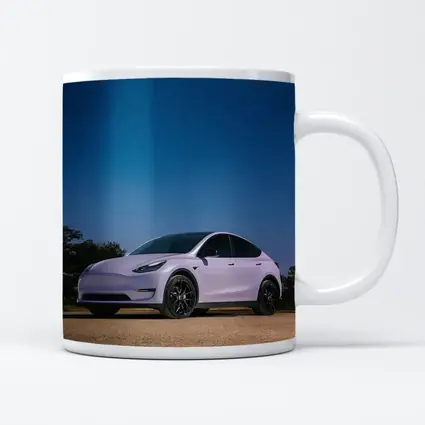 Tesla Model Y Under Deep Blue Night Sky