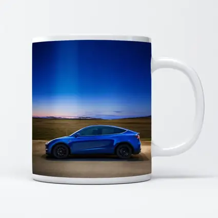 Tesla Model Y Blue Under Starry Night Sky