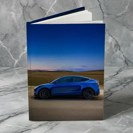 Tesla Model Y Blue Under Starry Night Sky