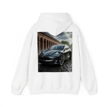 Tesla Model S Black Wet Cobblestone Street