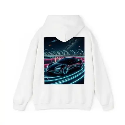 Tesla Roadster Neon Light Trails Night Sky