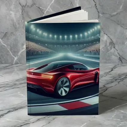 Tesla Roadster Racing On Stadium Track