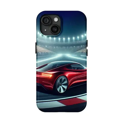 Tesla Roadster Racing On Stadium Track