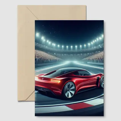 Tesla Roadster Racing On Stadium Track