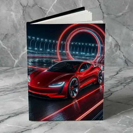 Tesla Roadster Red Neon Racing Track Night