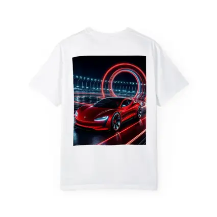 Tesla Roadster Red Neon Racing Track Night