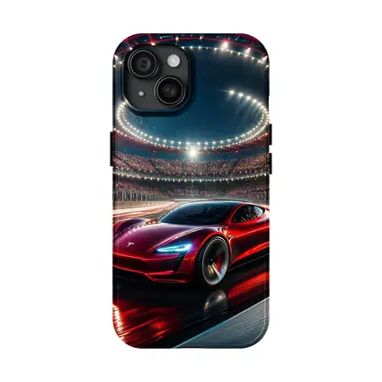 Tesla Roadster Racing Stadium Night Lights
