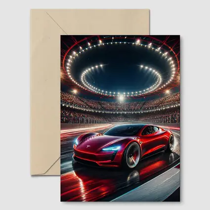 Tesla Roadster Racing Stadium Night Lights