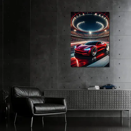 Tesla Roadster Racing Stadium Night Lights