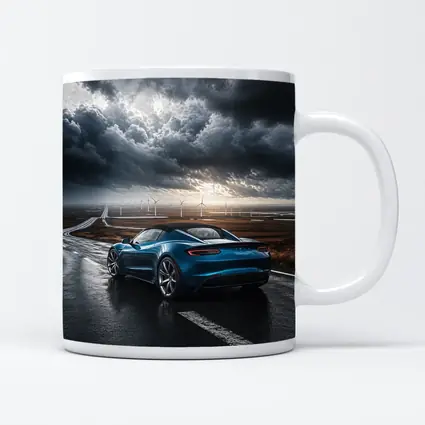 Tesla Roadster Blue Sports Car Stormy Road