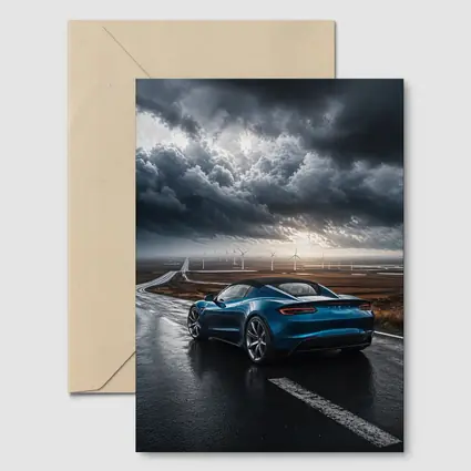 Tesla Roadster Blue Sports Car Stormy Road