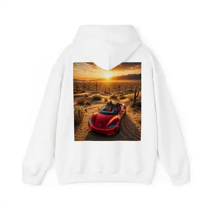 Tesla Roadster Red Desert Sunset Scene