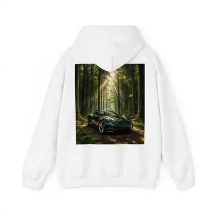 Tesla Roadster Dark Green Forest Sunlight