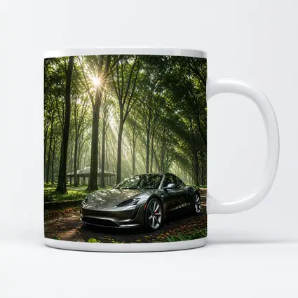 Tesla Roadster Silver Car Forest Sunlight
