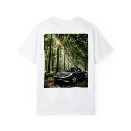 Tesla Roadster Silver Car Forest Sunlight