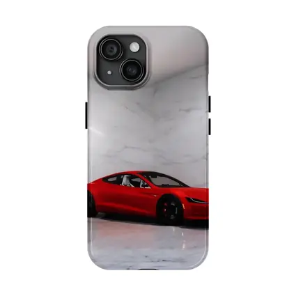 Tesla Roadster Red Car Marble Room