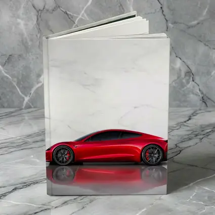 Tesla Roadster Red Car Marble Wall