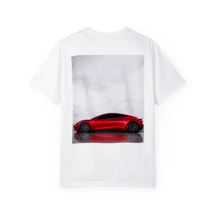 Tesla Roadster Red Car Marble Wall