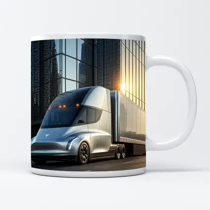 Tesla Semi Truck City Glass Buildings