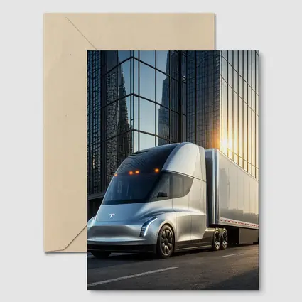 Tesla Semi Truck City Glass Buildings