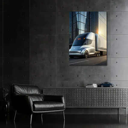 Tesla Semi Truck City Glass Buildings