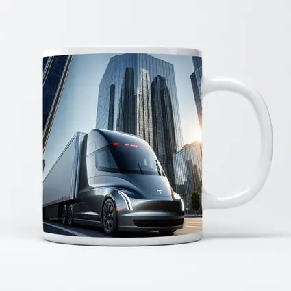 Tesla Semi Electric Truck City Skyline
