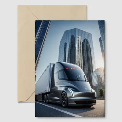 Tesla Semi Electric Truck City Skyline