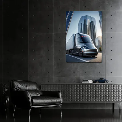 Tesla Semi Electric Truck City Skyline