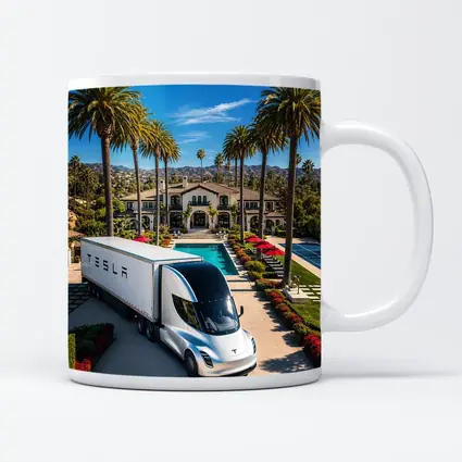 Tesla Semi Truck Luxury Mansion Palm Trees