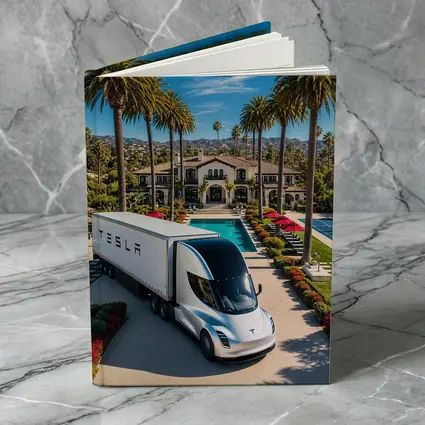Tesla Semi Truck Luxury Mansion Palm Trees