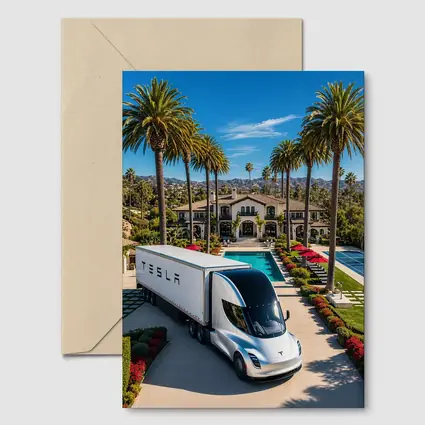 Tesla Semi Truck Luxury Mansion Palm Trees