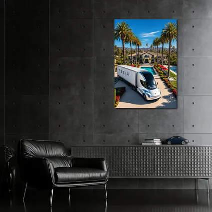 Tesla Semi Truck Luxury Mansion Palm Trees