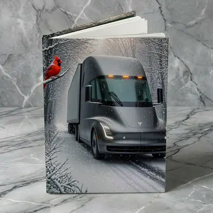 Tesla Semi Truck Driving Snowy Winter Forest
