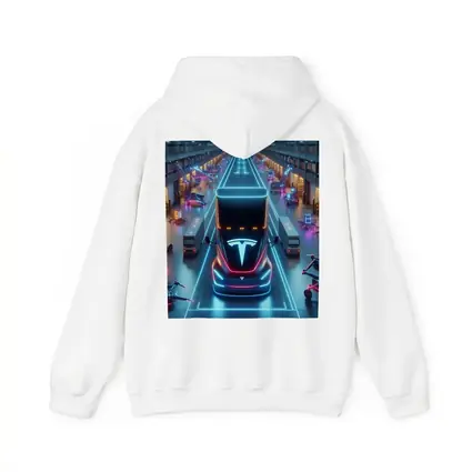 Tesla Semi Neon Lit Futuristic Warehouse Scene