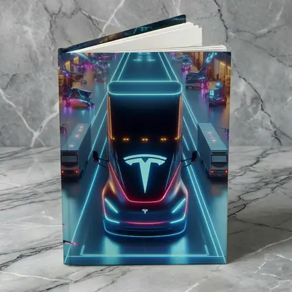 Tesla Semi Neon Lit Futuristic Warehouse Scene