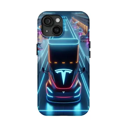 Tesla Semi Neon Lit Futuristic Warehouse Scene