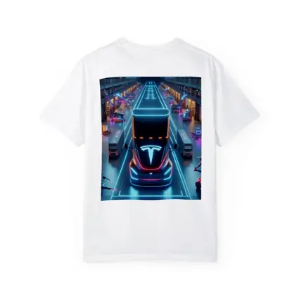 Tesla Semi Neon Lit Futuristic Warehouse Scene